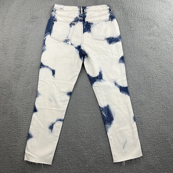 Pacsun Jeans 29x28 High Rise Relaxed Fit Bleach Stained Wash Snowflake Raw Hem - Picture 2 of 11